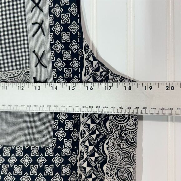 Casey & Max Black White Patchwork Vest Womens L Boho Grunge Folkcore Cottage - Picture 3 of 8